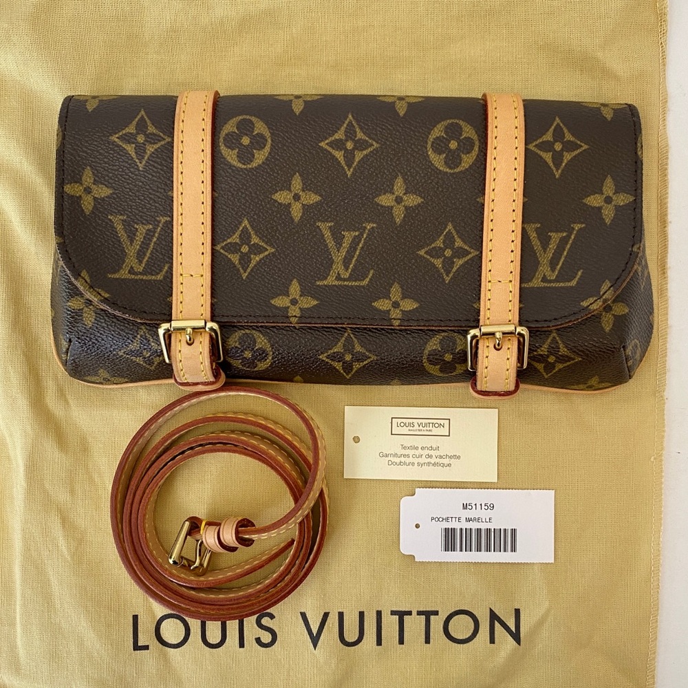 LV Pochette Marelle Discontinued Monogram Canvas Clutch Waist Cross Body Bag